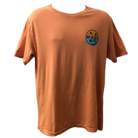 Maui and Sons Men's Unisex Orange Graphic T-shirt Medium Tropical Hawaiian - Picture 1 of 8